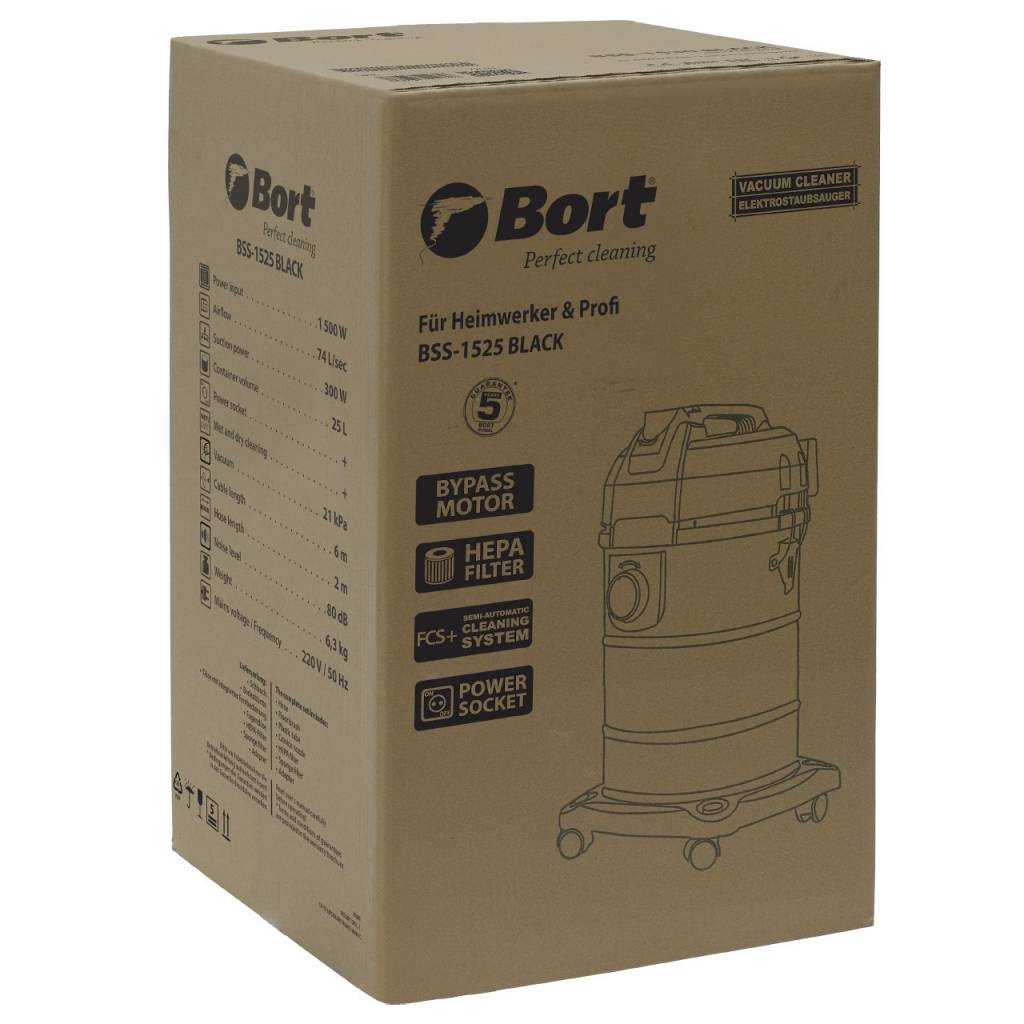Комплектация пылесоса Bort BSS-1525 Обзор на пылесос Bort BSS-1525