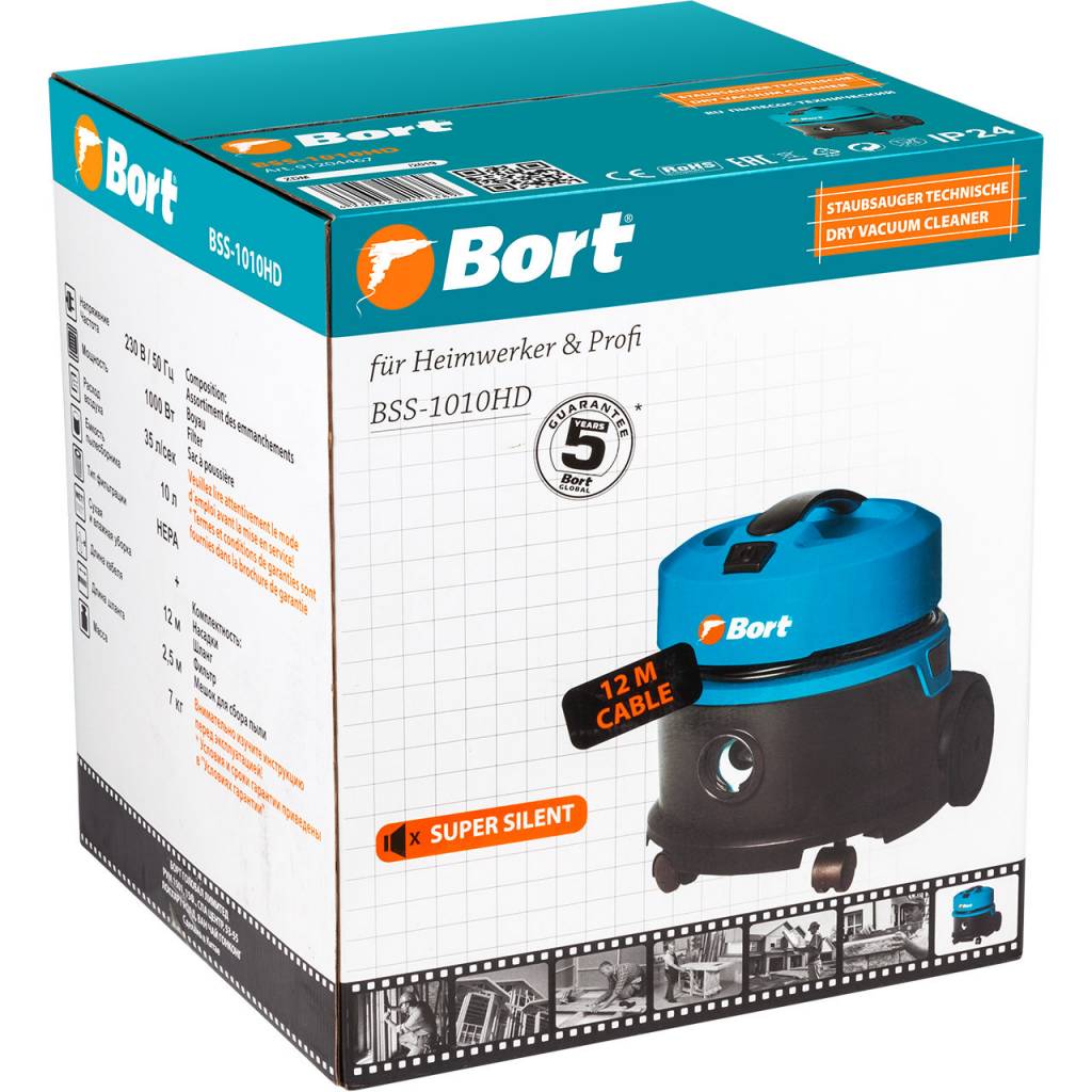 Комплектация пылесоса Bort BSS-1010HD Обзор на пылесос Bort BSS-1010HD