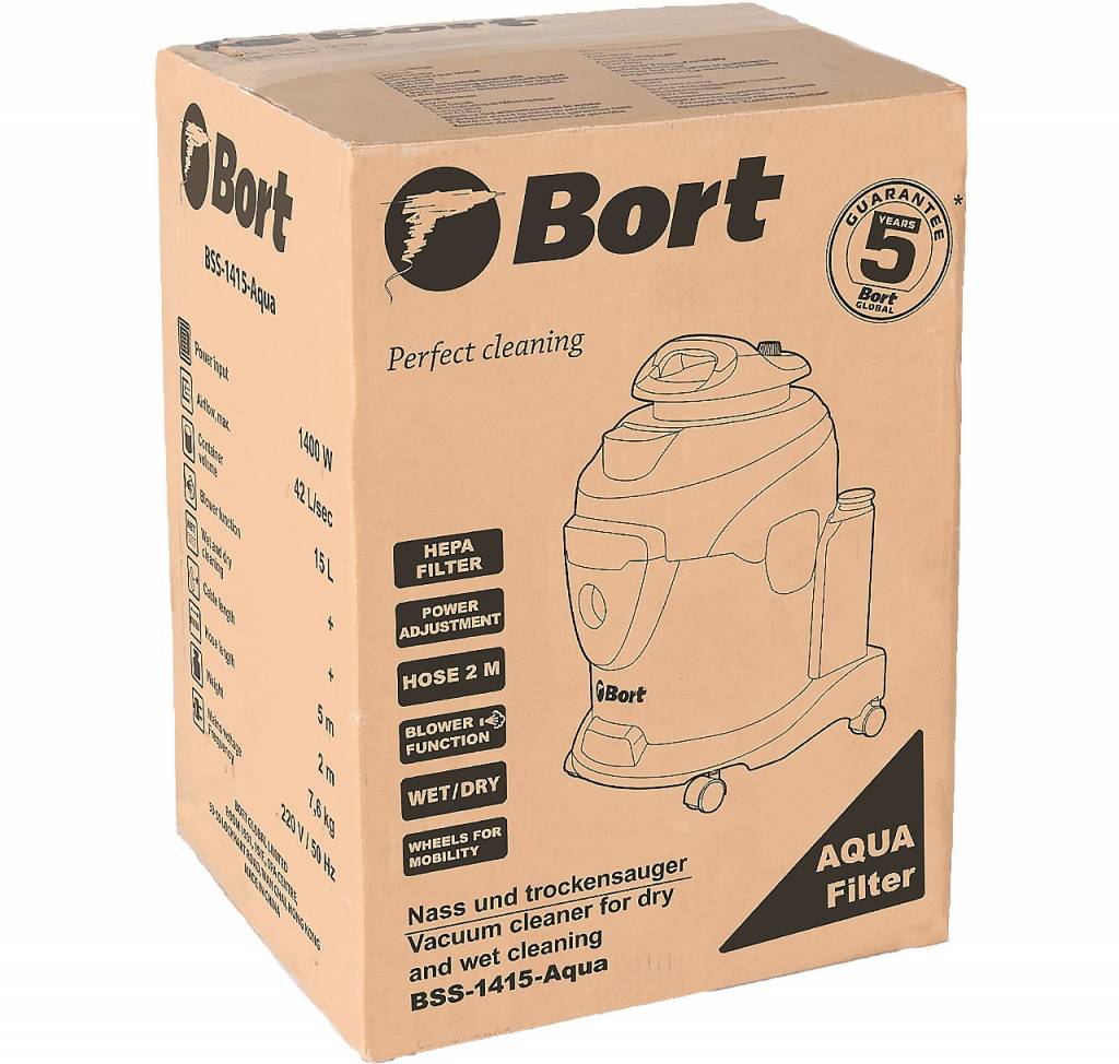 Комплектация пылесоса Bort BSS-1415-Aqua Обзор на пылесос Bort BSS-1415-Aqua