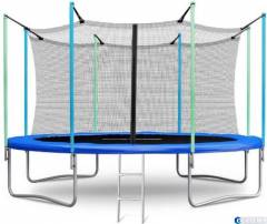 Батут Atlas Sport 374 см (12ft) с внутренней сеткой и лестницей BLUE 