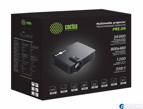 Проектор CACTUS CS-PRE.09B.WVGA LCD 1200Lm (800x480)