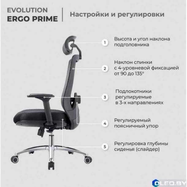 Кресло компьютерное EVOLUTION ERGO PRIME (серый)