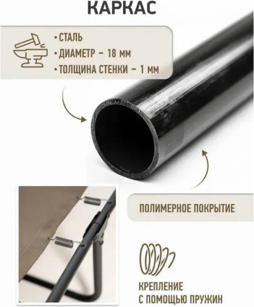 Раскладушка MishLex 192x65 см + тюфяк (хаки)