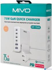 Быстрое компактное зарядное GAN устройство Mivo MP-750Q 