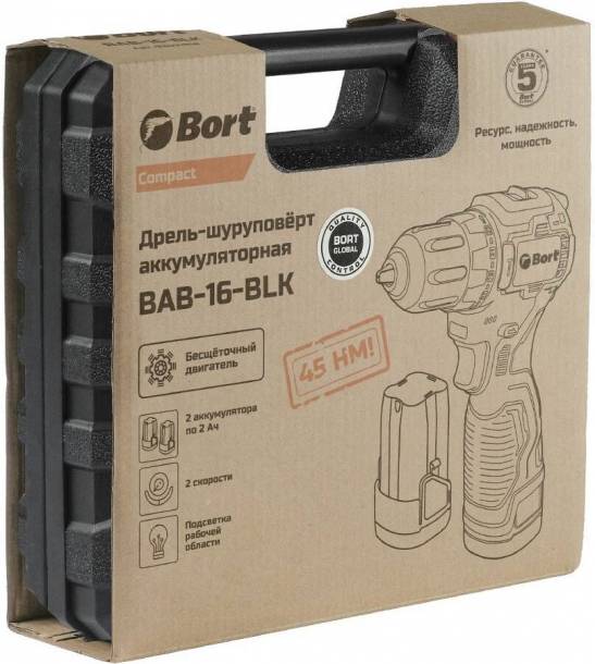 Дрель-шуруповерт Bort BAB-16-BLK