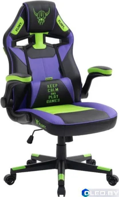Кресло геймерcкое FLOKY Asgard (фиолетовый зеленый)